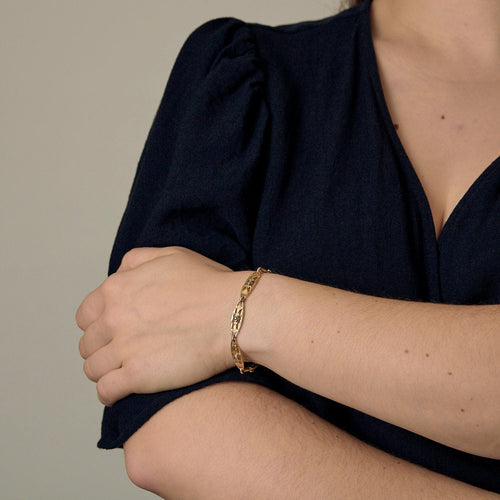 Armband van geel goud, diamanten en saffieren 
