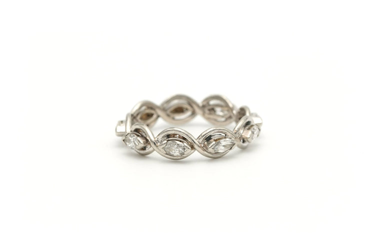 Bague 51 Bague contemporaine en platine sertie de diamants navette (+-0.81ct) 58 Facettes 22463