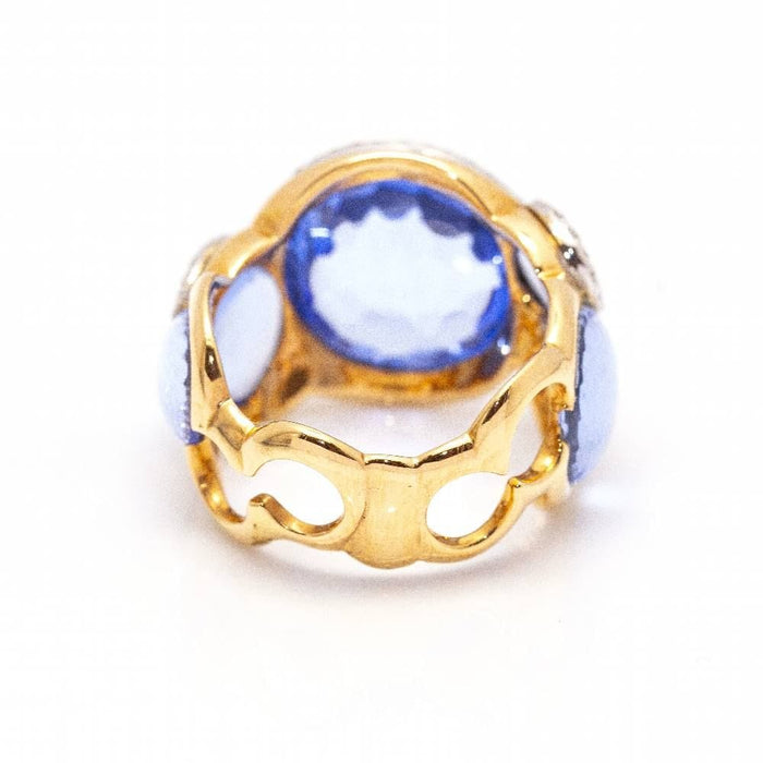 Bague 54 Bague BLUE SKY en or avec diamants et topaze 58 Facettes D363772UZ