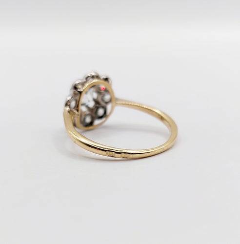 Bague 52.5 Bague marguerite antique or jaune 18k et 1,00 carats diamant taille ancienne (circa 1900) 58 Facettes A05938