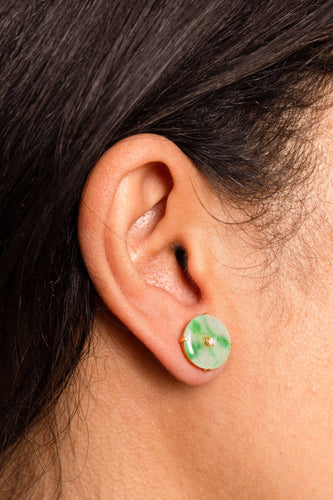 Boucles d'oreilles Paire de puces d'oreilles disques jadéite 58 Facettes