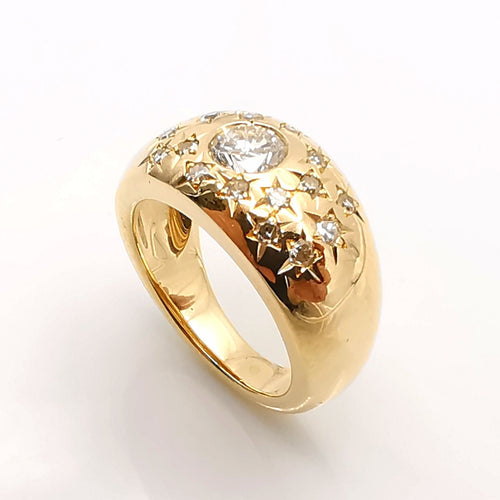 Bague 48 Bague en or jaune diamants 58 Facettes