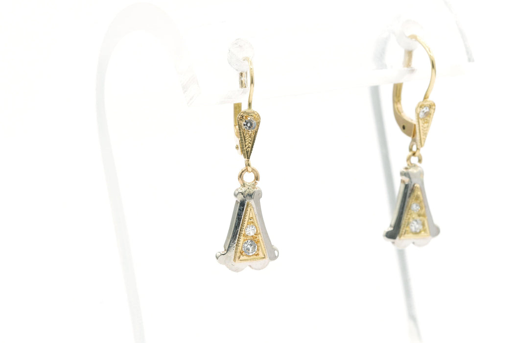 Boucles d'oreilles Boucles d'oreilles Art Déco en or jaune et blanc serties de diamants 58 Facettes B427