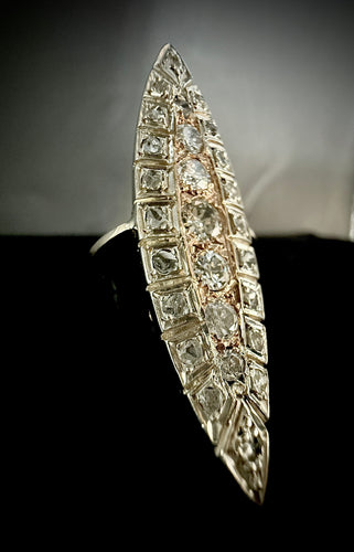 Bague 58 Bague marquise argent sur or jaune sertie de 2 carats de diamants 58 Facettes