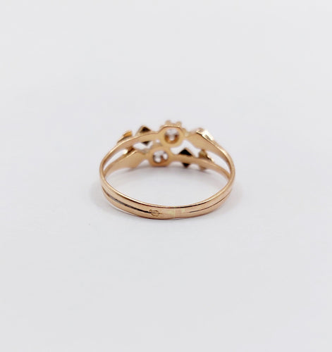 Bague 47 Bague antique toi et moi or rose 18k diamants taille roses (circa 1900) 58 Facettes A06295