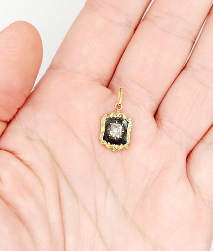 Pendentif Pendentif victorien or jaune et argent, diamant table 5mm (circa 1850) 58 Facettes A06304