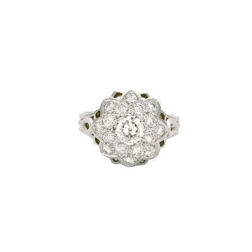 Bague 55 Bague Marguerite diamants platine 58 Facettes A11001