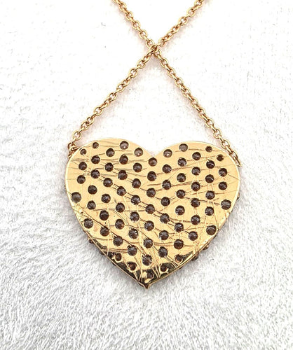 Pendentif Pendentif en or jaune avec pendentif en forme de cœur serti de diamants 58 Facettes