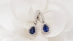 Boucles d'oreilles Boucles d'oreilles de luxe en or blanc, saphirs de Ceylan et diamants 58 Facettes 32078
