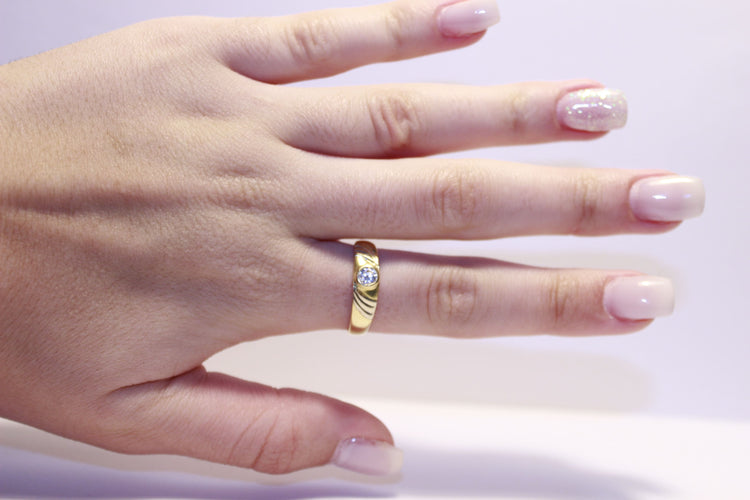 Bague 59 Bague Or, Oxyde de Zirconium 58 Facettes