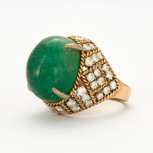 Bague 56 Bague Emeraude cabochon diamants 58 Facettes