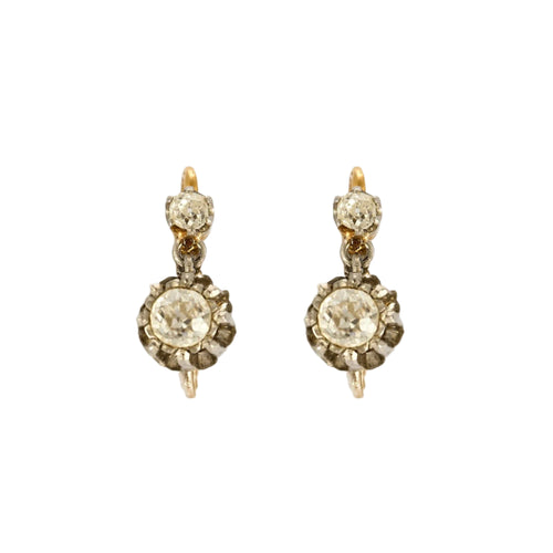 Boucles d'oreilles Dormeuses anciennes en or 18K et diamants 58 Facettes