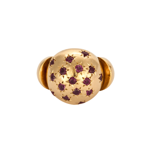 Bague 48 Bague or jaune et rubis de synthèse 58 Facettes SBR1625