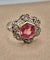 Bague 56.5 Bague ancienne en or, argent, diamants et saphir rose 58 Facettes