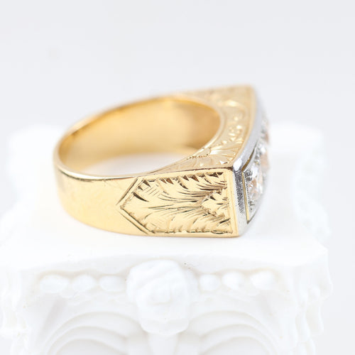 Anillo vintage oro amarillo, platino, diamantes talla antigua 58 Facettes 2335