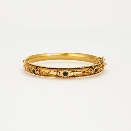 Bracelet Bracelet jonc or jaune saphir diamant 58 Facettes LP707