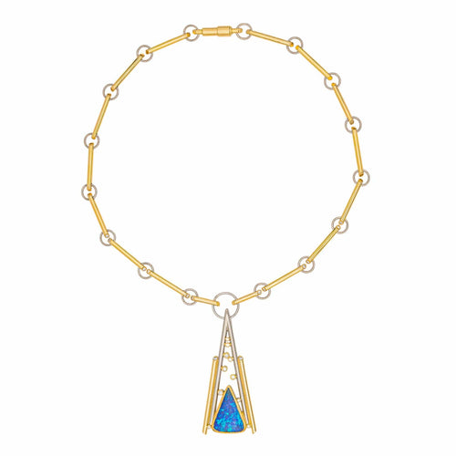 Collier Collier Or jaune, Or blanc Diamant, Opale 58 Facettes 578091CD