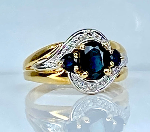 Bague 54 Bague jonc en or jaune en saphirs et diamants 58 Facettes AB575