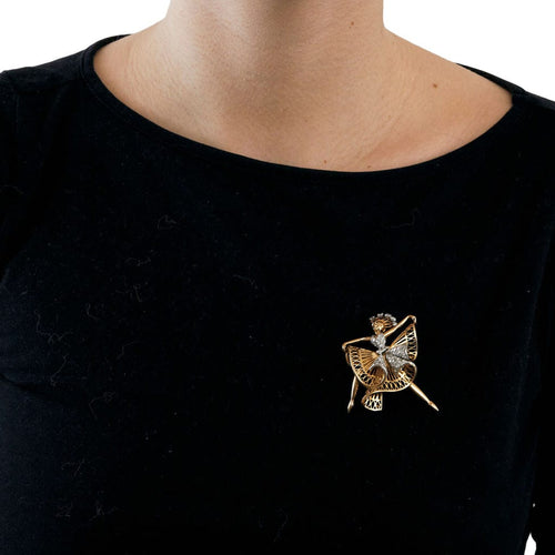 Broche Clip ballerine en or bicolore et diamants 58 Facettes AB37