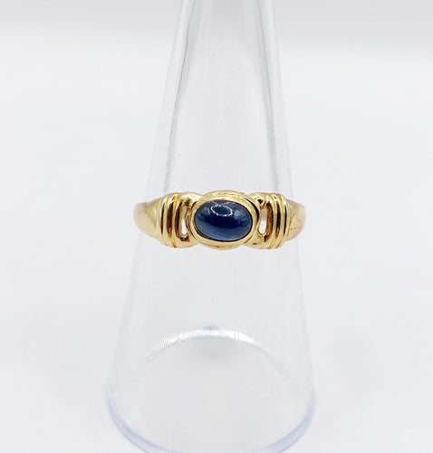 Bague 55 Bague jonc vintage or jaune, cabochon de saphir 58 Facettes A05888