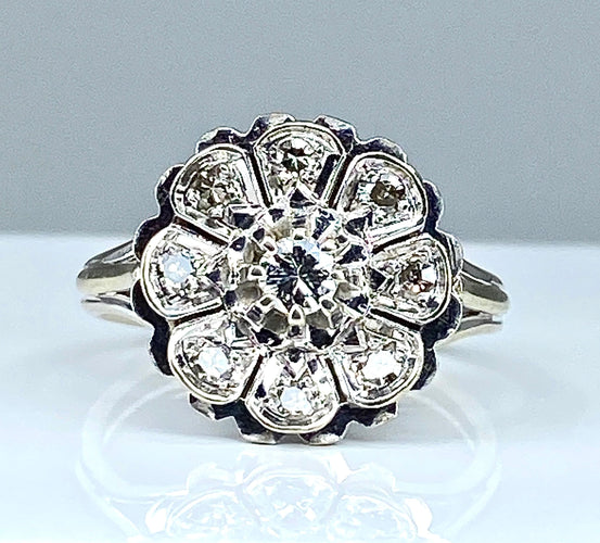 Bague 51 Bague en or blanc 18 carats et diamants 58 Facettes AB322