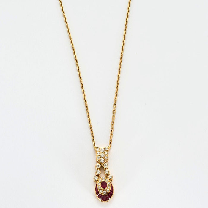 Collier Collier or jaune diamants rubis 58 Facettes LP988/13