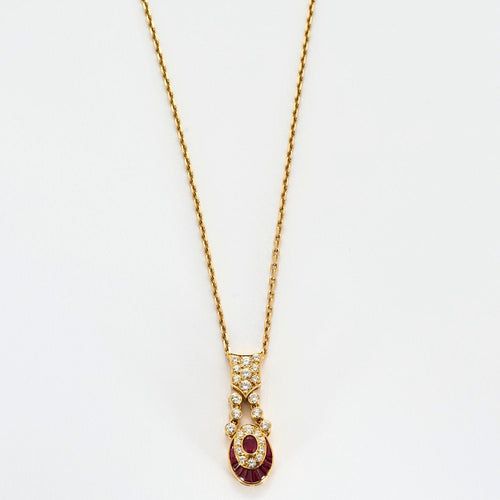 Collier Collier or jaune diamants rubis 58 Facettes LP988/9