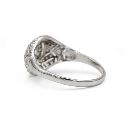 Bague 57 Bague dôme art deco or blanc 750 et diamants 58 Facettes 1320