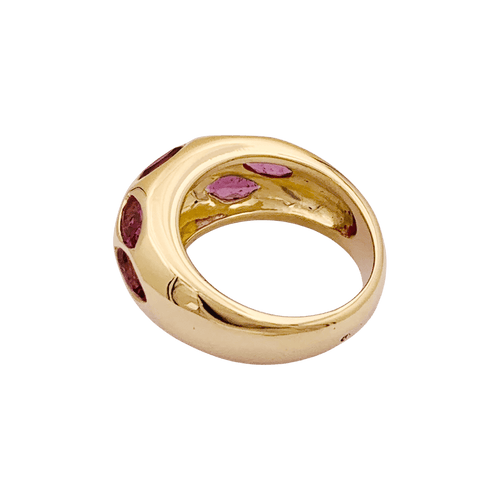 Bague 51 Bague jonc bombé, or jaune, tourmalines roses. 58 Facettes 34650