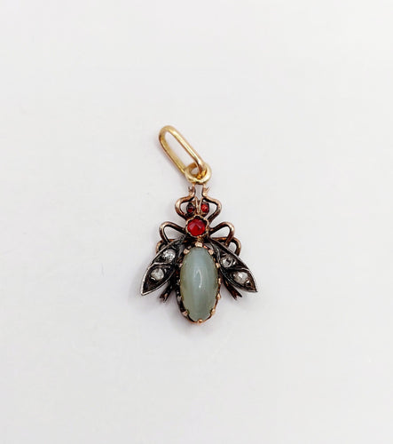 Pendentif Pendentif abeille victorien or rose, diamants et pierres (circa 1890) 58 Facettes A06097