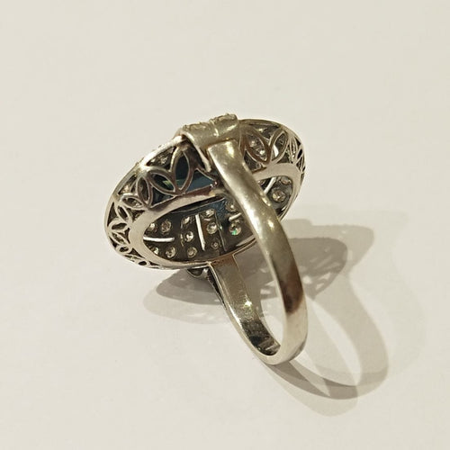 Bague 50 Bague Art Déco saphir et diamants platine 58 Facettes