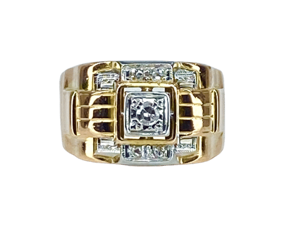 Bague 52 Bague Tank en or jaune et diamants 58 Facettes AB652