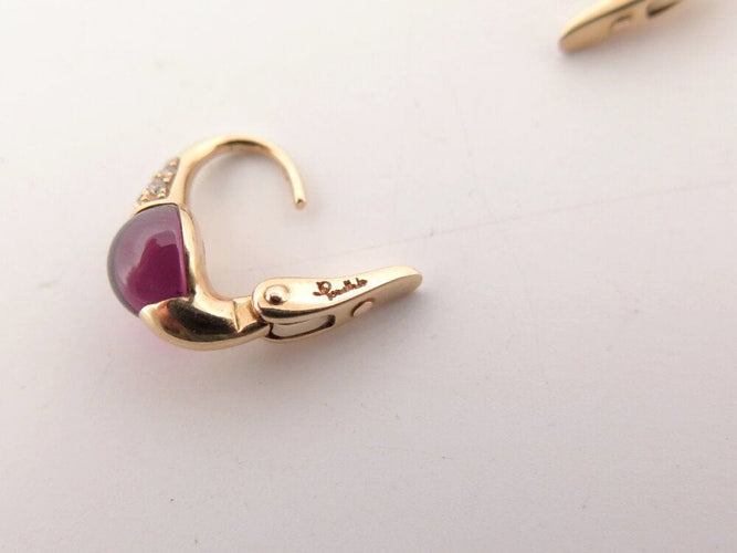 Boucles d'oreilles boucles d'oreilles POMELLATO m'ama non m'ama or rose grenat diamants 58 Facettes 266327