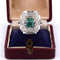 Anel Art Deco ouro esmeralda diamantes