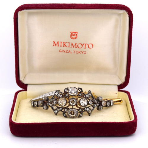 Bracelet Bracelet ancien en or rose et argent avec diamants 58 Facettes