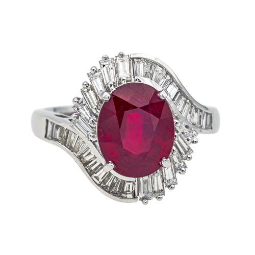 Bague 53 Bague Pompadour Or blanc Rubis, Diamant 58 Facettes 4169901RV