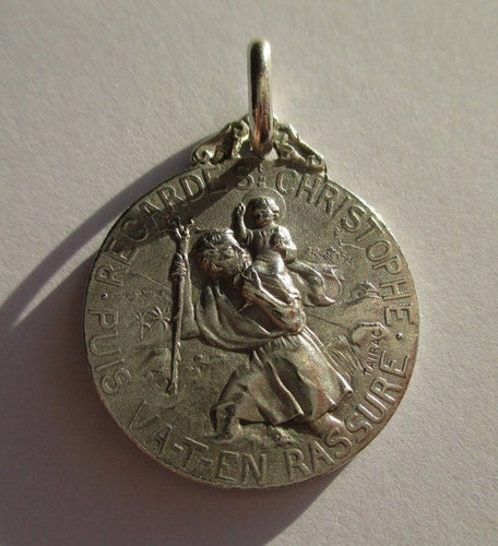 Pendentif Médaille biface ancienne St Christophe TAIRAC en argent 58 Facettes