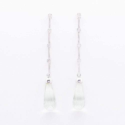 Boucles d'oreilles Boucles d'oreilles prasiolite or blanc et diamants 58 Facettes D364830FV