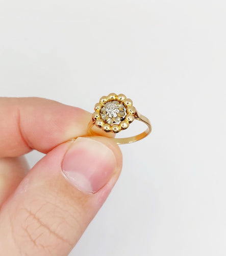 Bague 50.5 Bague fleur Art Déco or rose et diamant 58 Facettes A06258