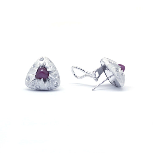 Boucles d'oreilles Boucles D'Oreilles - Or blanc, Rubis Et Diamants 58 Facettes 220372R
