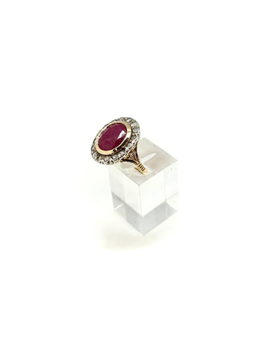 Bague 51 Bague ancienne rubis diamants 58 Facettes M9044