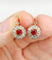 Boucles d'oreilles Dormeuses marguerite antique or rose pierre rouge et diamants 58 Facettes A00730