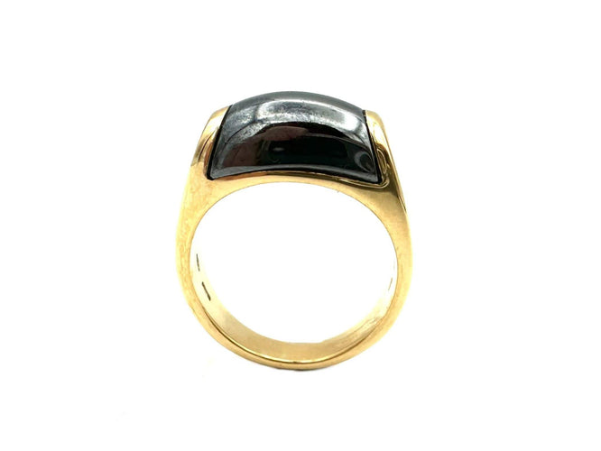 Bague 55 BVLGARI. Collection "Tronchetto", bague en or jaune et hématite 58 Facettes
