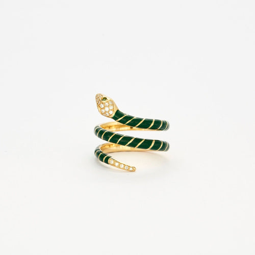 Bague 53 Bague Serpent en émail, diamants et tsavorite 58 Facettes 3250