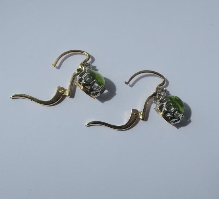 Peridot diamond sleeper earrings