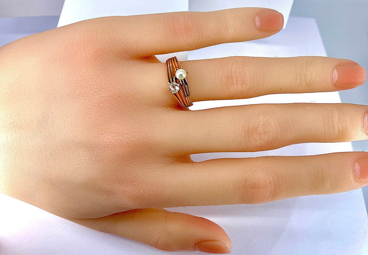 Ringa Toi & Moi i gult guld, diamant och pärla omkring 1900