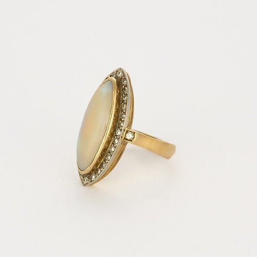 Bague 53 Bague marquise en or jaune et or gris 18K, opale 58 Facettes DIN0097