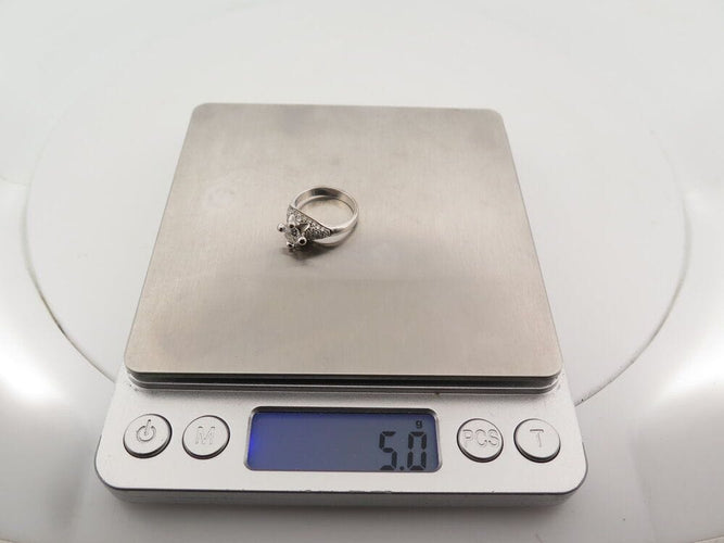 49 bague solitaire diamant 0.76ct t49 or blanc 18k 6.9 gr + anneau 58 Facettes 265666