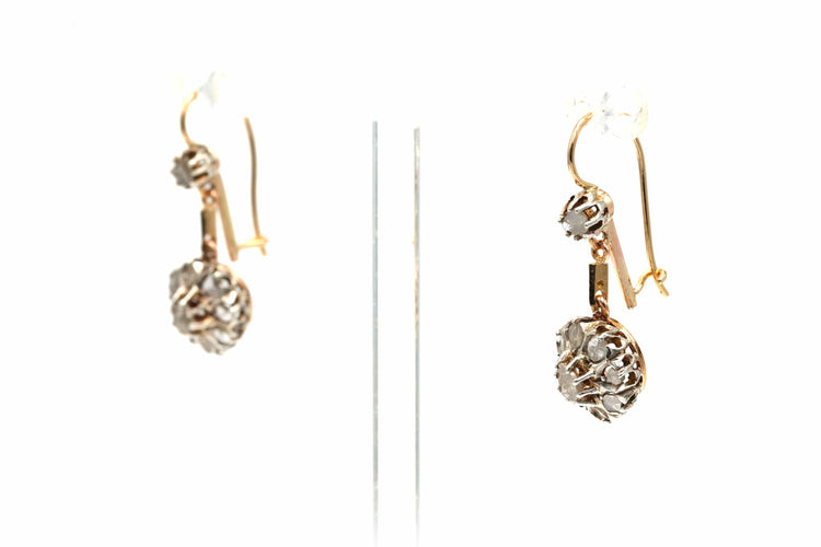 Boucles d'oreilles Dormeuses Or jaune Diamants taille Rose 58 Facettes 22964