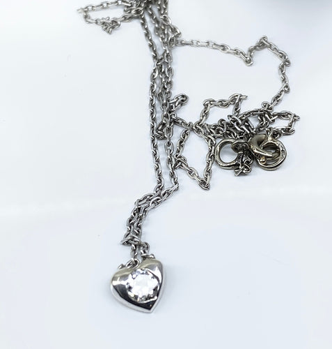 Collier Pendentif coeur et sa chaîne en or blanc, diamant 0,20 carat 58 Facettes AB626